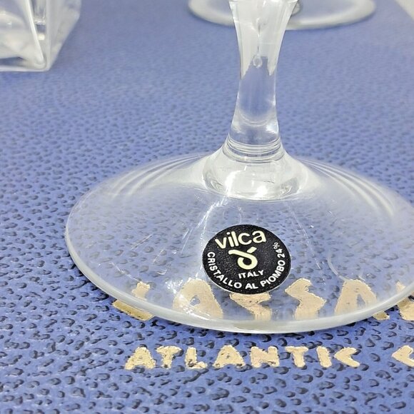Vilca Italian Crystal Brandy Decanter & 4 Glasses Atlantic City Caesars Palace - Picture 4 of 12